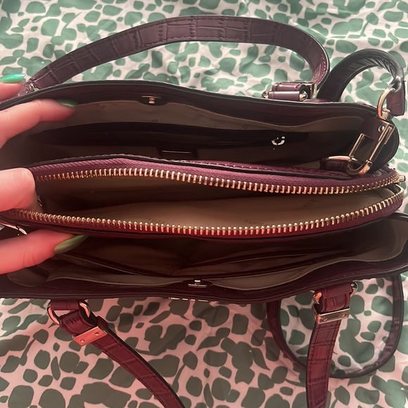 Guess Burgundy Crocodile Crossbody Satchel - Picture 5 of 12